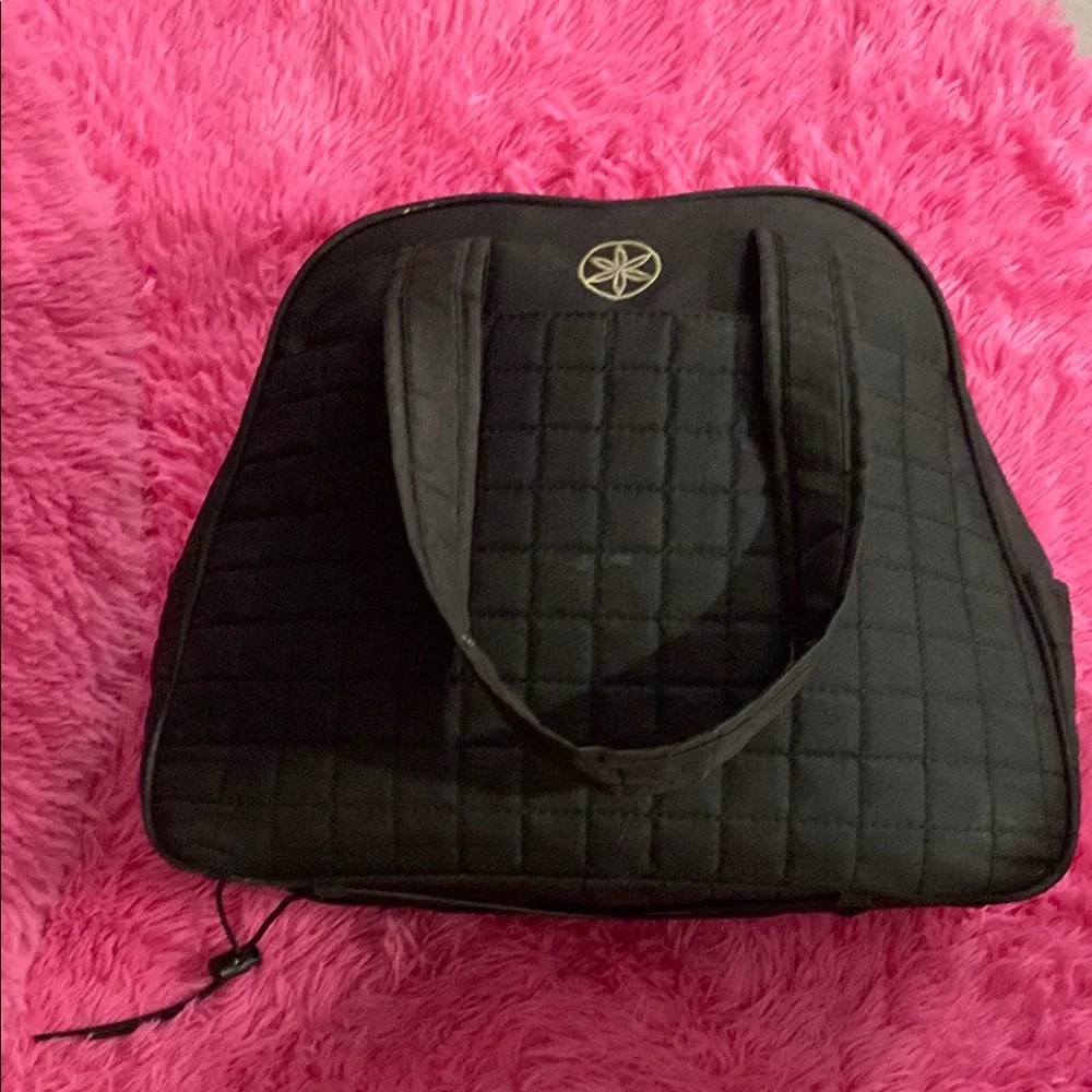 Gaiam Black Quilted Cosmetic Tote with Star Emblem